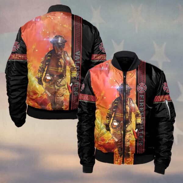Custom Name – Firefighter in Action #DQH0112 - Bomber Jacket