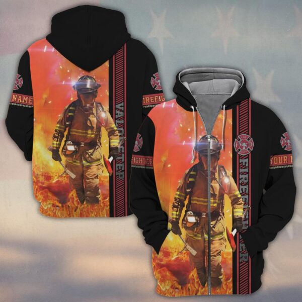 Custom Name – Firefighter in Action #DQH0112 - Zip Hoodie