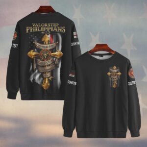 Custom Dept & Name Faith and Valor Firefighter Cross #DQH0120 - Sweatshirt