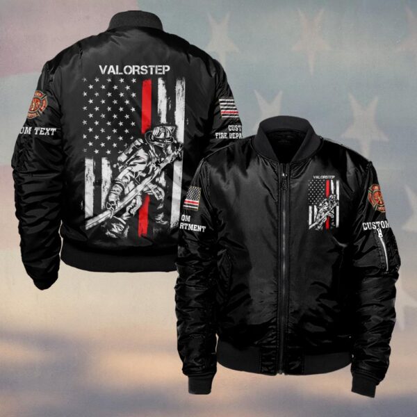 Custom Dept & Text Firefighter Thin Redline #DQH0123 - Bomber Jacket