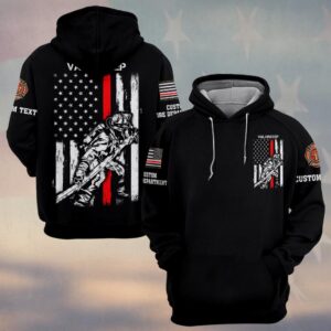 Custom Dept & Text Firefighter Thin Redline #DQH0123 - Hoodie