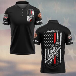 Custom Dept & Text Firefighter Thin Redline #DQH0123 - Polo
