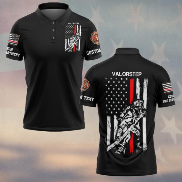 Custom Dept & Text Firefighter Thin Redline #DQH0123 - Polo