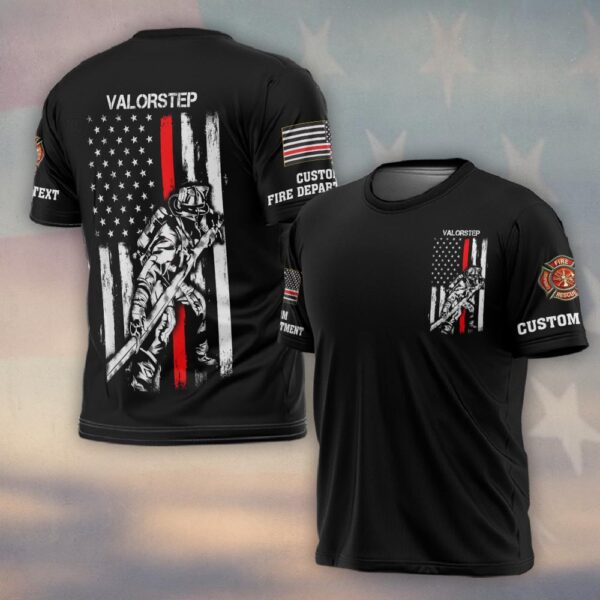 Custom Dept & Text Firefighter Thin Redline #DQH0123 - T-shirt