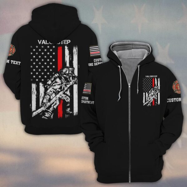 Custom Dept & Text Firefighter Thin Redline #DQH0123 - Zip Hoodie