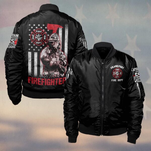 Custom Dept, Rank, Number & Name Firefighter Thin Red Line #DQH0125 - Bomber Jacket