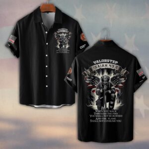 Custom Dept & Text Isaiah 43:2 #DQH0128 - Short Sleeve Button Shirt