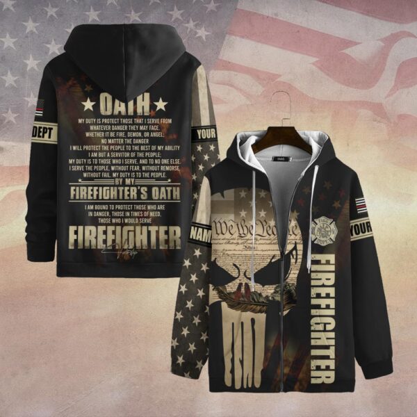 Custom Dept & Name FIREFIGHTER'S OATH #DQH0130 - Zip Hoodie