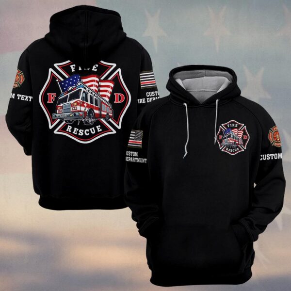 Custom Dept & Text US Fire Rescue Truck #DQH0138 - Hoodie