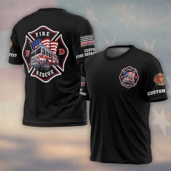 Custom Dept & Text US Fire Rescue Truck #DQH0138 - T-shirt