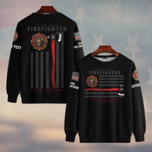 Custom Dept & Text United States Firefighter Thin Red Line #DQH0168 - Sweatshirt