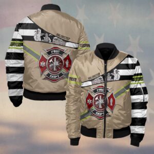 Custom Text Courage Stripe Brotherhood Emblem #DQH0114 - Bomber Jacket