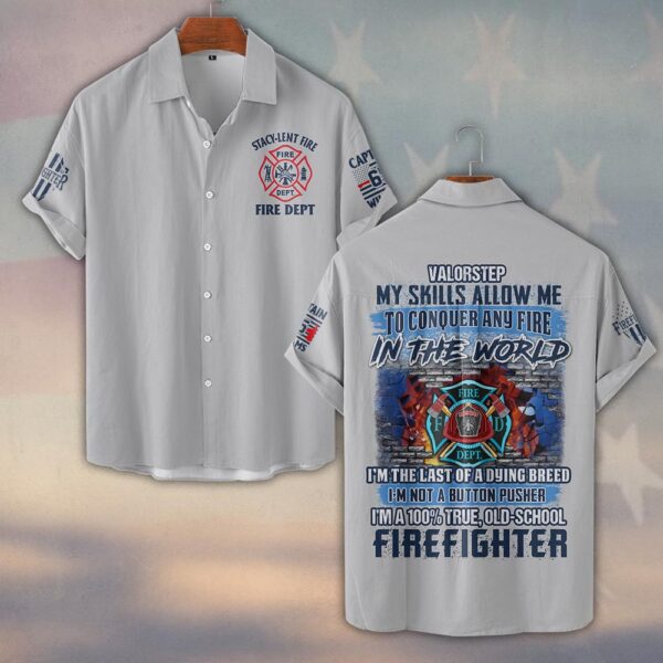 Custom True Old School Firefighter #DQH0118 - Short Sleeve Button Shirt