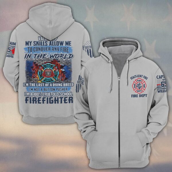 Custom True Old School Firefighter #DQH0118 - Zip Hoodie
