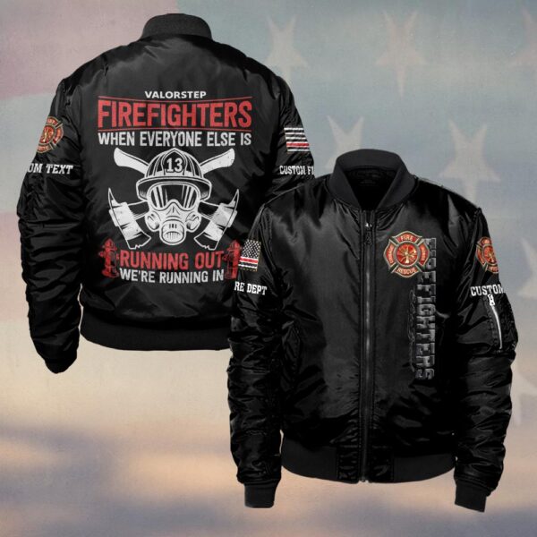 Custom Text & Dept Firefighter Running In Edition #DQH0119 - Bomber Jacket