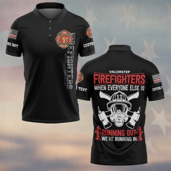 Custom Text & Dept Firefighter Running In Edition #DQH0119 - Polo