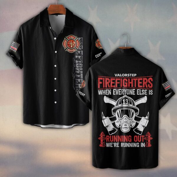 Custom Text & Dept Firefighter Running In Edition #DQH0119 - Short Sleeve Button Shirt