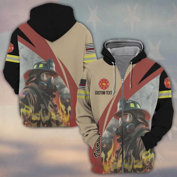 Custom Text Through The Flames Firefighter Inferno #DQH0126 - Zip Hoodie