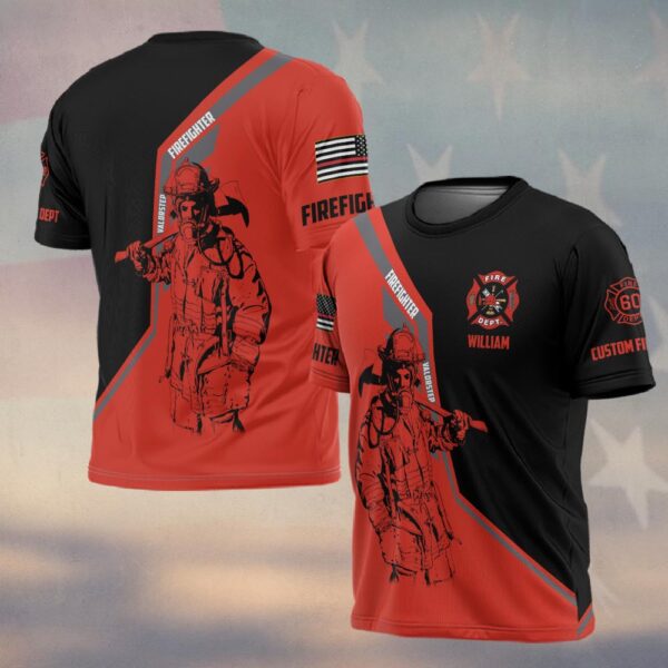 Custom Text & Dept & Number Brotherhood in Red #DQH0132 - T-shirt