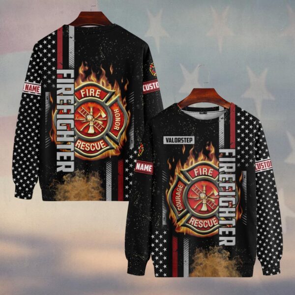 Custom Name Blazing Maltese Cross Firefighter #DQH0135 - Sweatshirt
