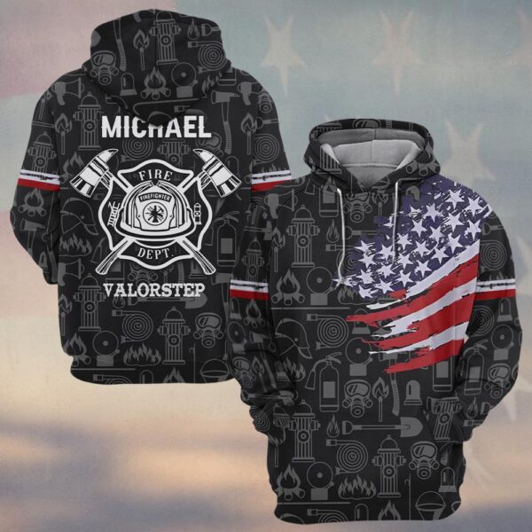 Custom Name Stars & Tools of Honor Firefighter #DQH0136 - Hoodie