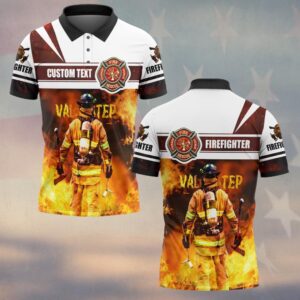 Custom Text Into The Flames Firefighter #DQH0137 - Polo