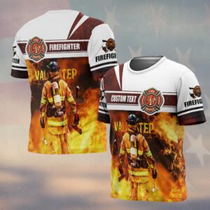 Custom Text Into The Flames Firefighter #DQH0137 - T-shirt