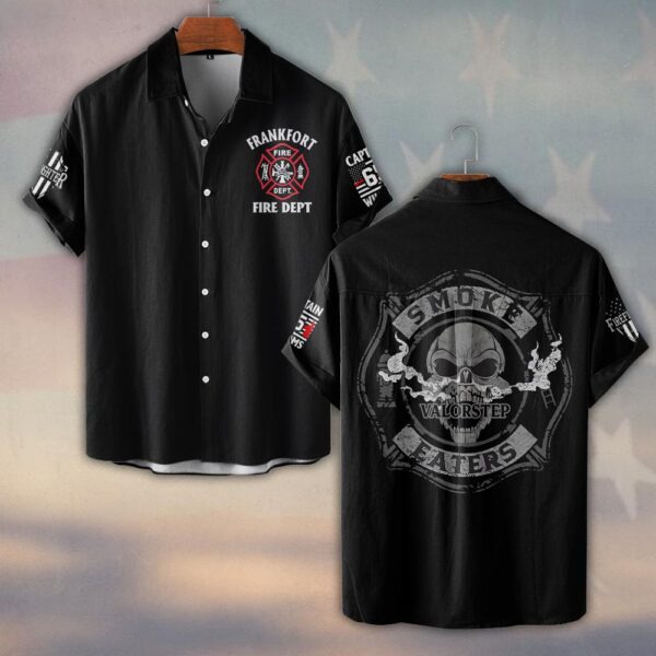 Custom Name, Dept, Rank & Number Smoke Eaters #DQH0140 - Short Sleeve Button Shirt