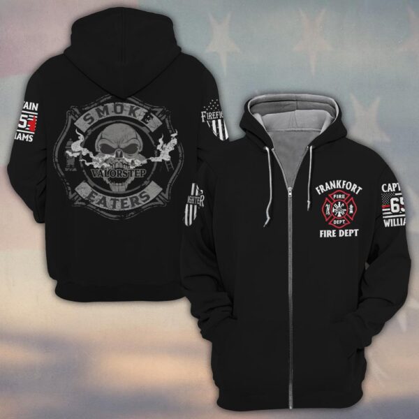 Custom Name, Dept, Rank & Number Smoke Eaters #DQH0140 - Zip Hoodie