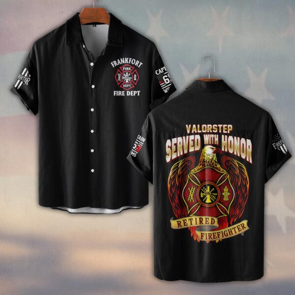 Custom Name, Dept, Rank & Number Served With Honor #DQH0141 - Short Sleeve Button Shirt