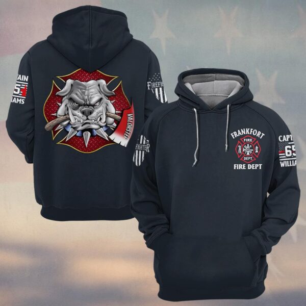 Custom Name, Dept, Rank & Number Maltese Cross Bulldog Pride #DQH0142 - Hoodie