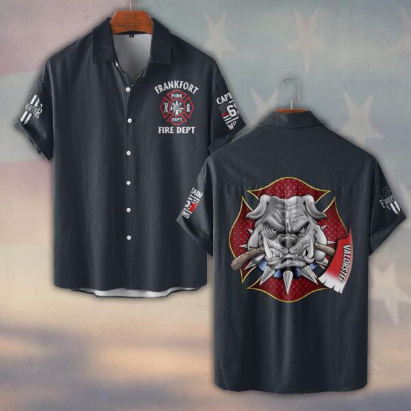 Custom Name, Dept, Rank & Number Maltese Cross Bulldog Pride #DQH0142 - Short Sleeve Button Shirt