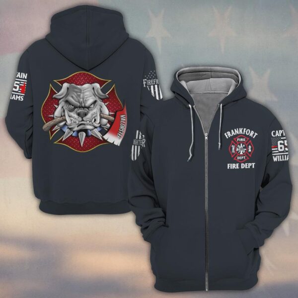 Custom Name, Dept, Rank & Number Maltese Cross Bulldog Pride #DQH0142 - Zip Hoodie