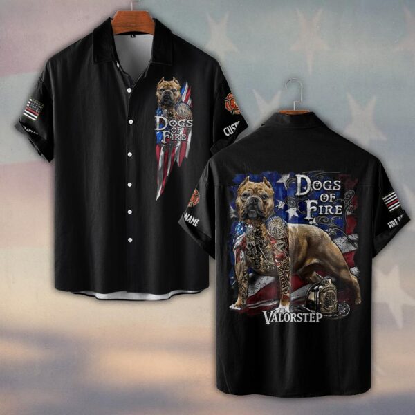 Custom Name & Dept Dogs of Fire #DHQ0143 - Short Sleeve Button Shirt