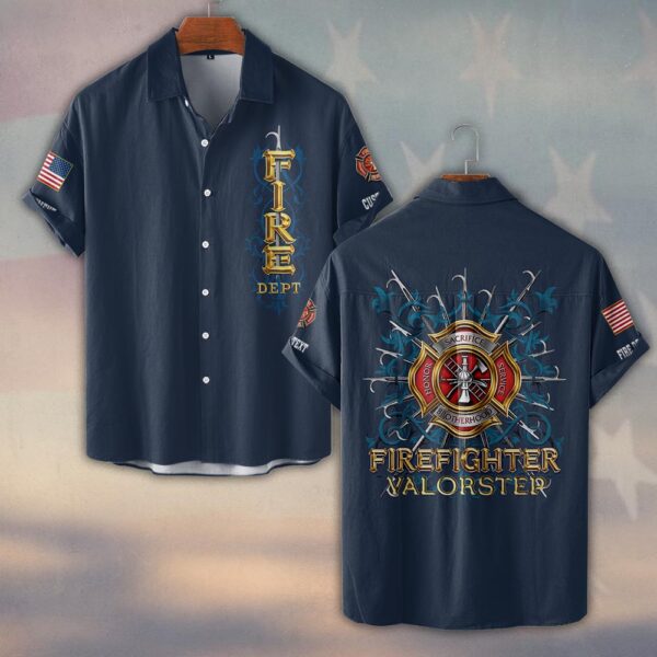 Custom Name & Dept Legacy Maltese Cross Firefighter #DQH0145 - Short Sleeve Button Shirt