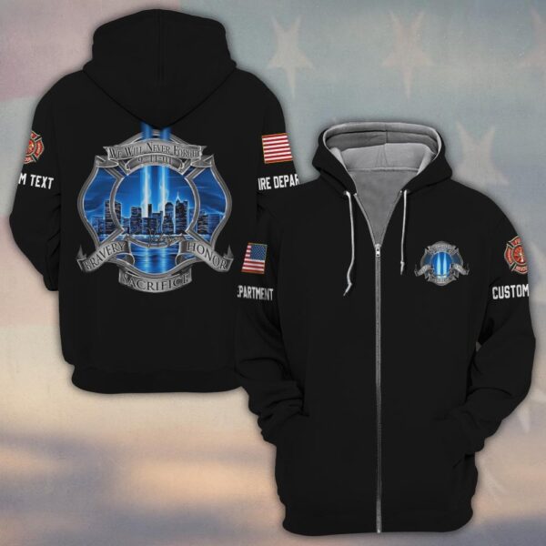 Custom Name & Dept Never Forget 9/11 #DQH0146 - Zip Hoodie