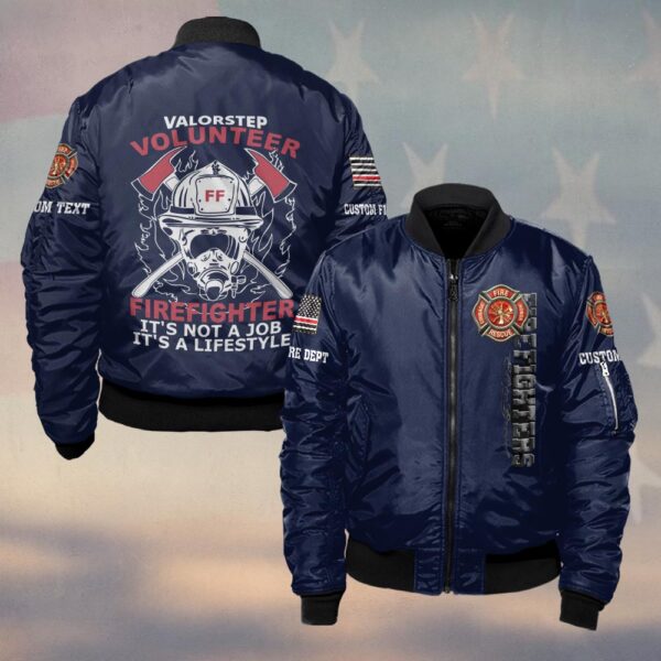 Custom Name & Dept Volunteer Firefighter Lifestyle #DQH0150 - Bomber Jacket