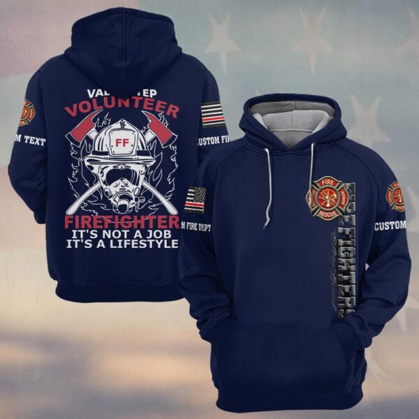 Custom Name & Dept Volunteer Firefighter Lifestyle #DQH0150 - Hoodie