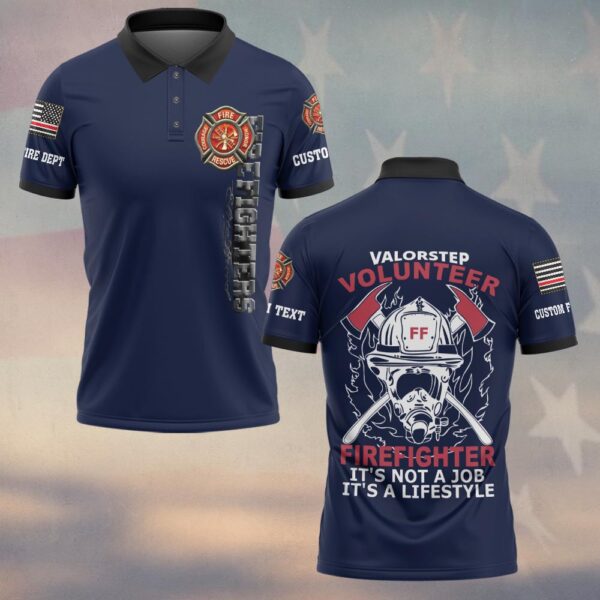 Custom Name & Dept Volunteer Firefighter Lifestyle #DQH0150 - Polo