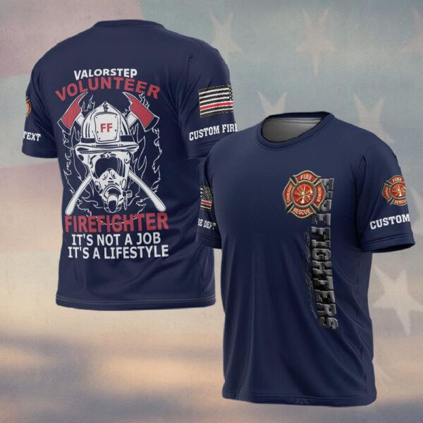 Custom Name & Dept Volunteer Firefighter Lifestyle #DQH0150 - T-shirt