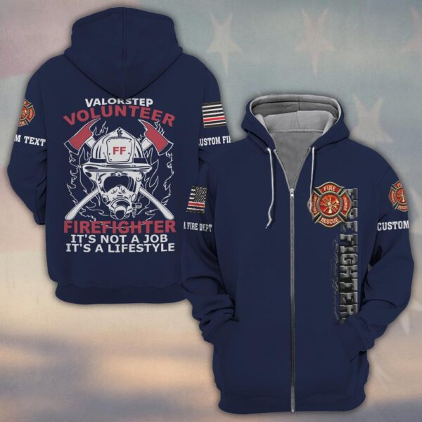 Custom Name & Dept Volunteer Firefighter Lifestyle #DQH0150 - Zip Hoodie