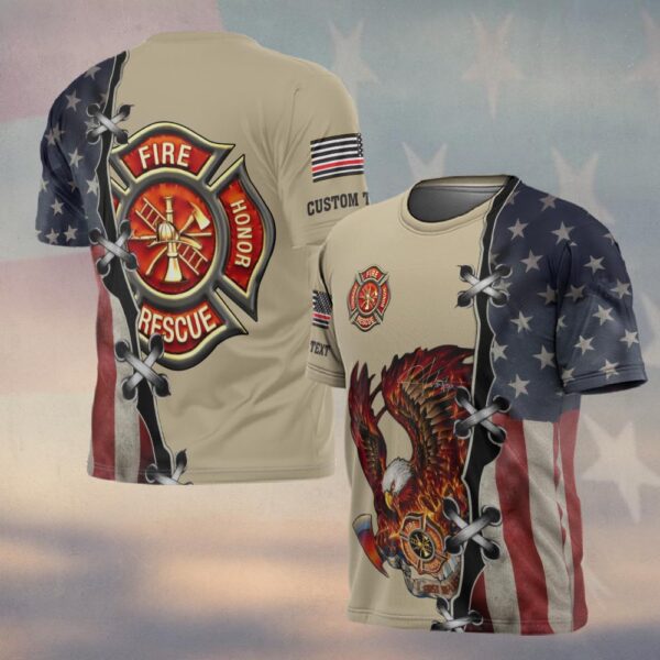 Custom Name Fire Honor Eagle – Patriot Edition #DQH0151 - T-shirt