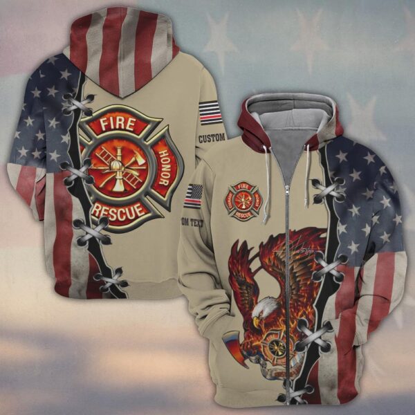 Custom Name Fire Honor Eagle – Patriot Edition #DQH0151 - Zip Hoodie