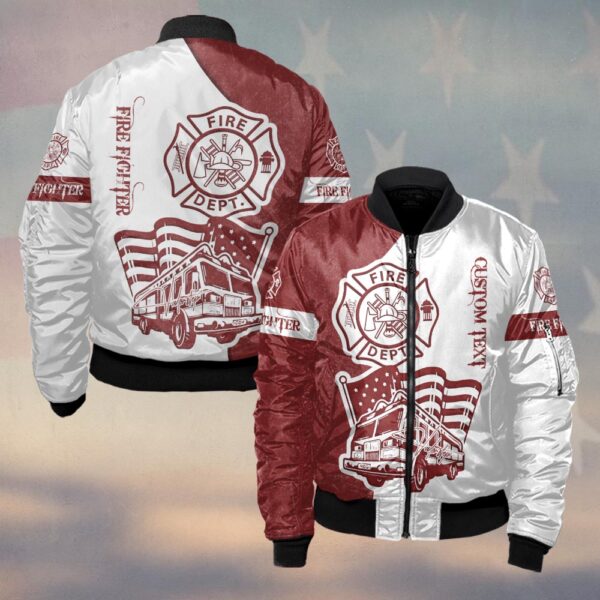 Custom Text Red & White Legacy Firefighter Heritage #DQH0152 - Bomber Jacket