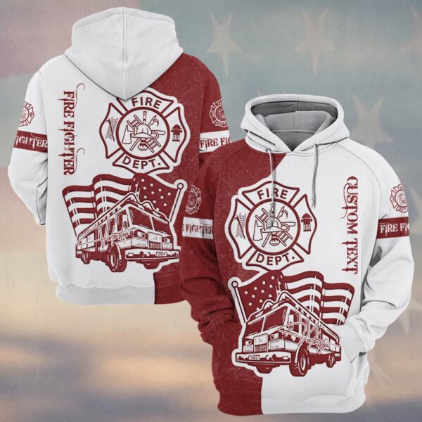 Custom Text Red & White Legacy Firefighter Heritage #DQH0152 - Hoodie