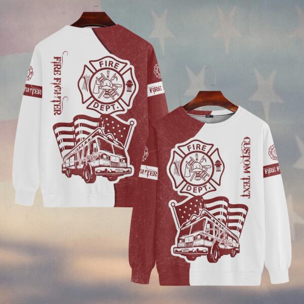 Custom Text Red & White Legacy Firefighter Heritage #DQH0152 - Sweatshirt
