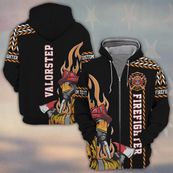 Custom Name Blaze Guardian Axe & Flames #DQH0153 - Zip Hoodie