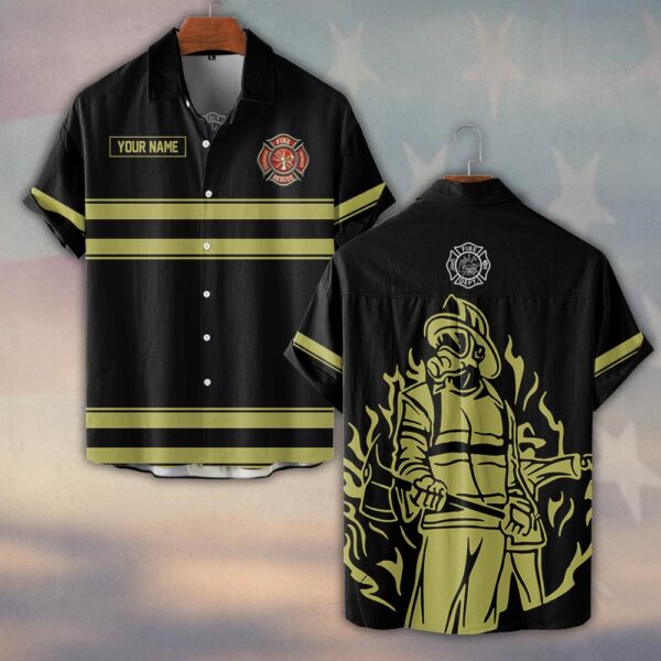 Custom Name Night Watch Firefighter Line Of Duty #DQH0155 - Short Sleeve Button Shirt