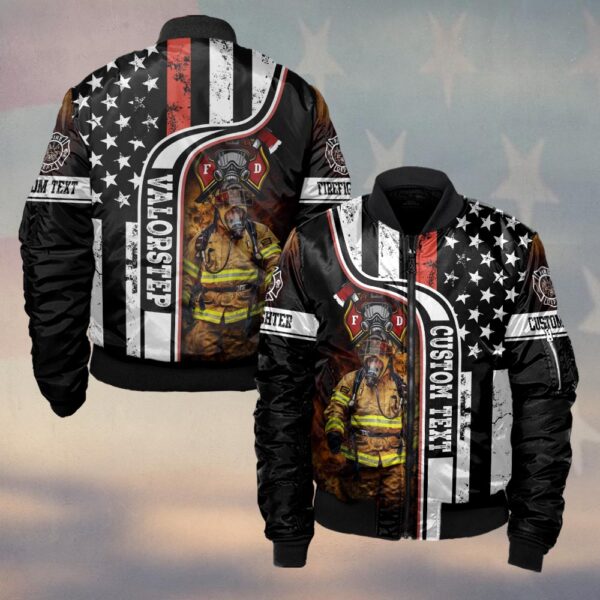 Custom Name American Fire Guardian Thin Red Line #DQH0156 - Bomber Jacket