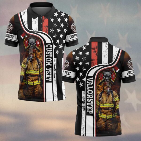 Custom Name American Fire Guardian Thin Red Line #DQH0156 - Polo